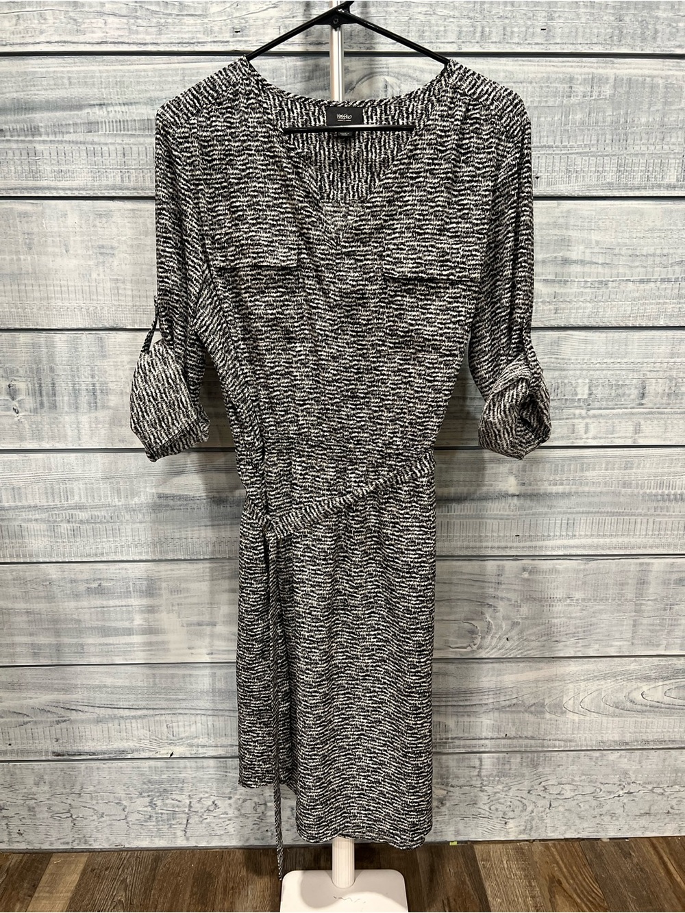 Mossimo Black and White Patterned Midi Dress